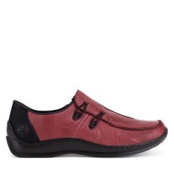 Półbuty Rieker. Czerwone półbuty wsuwane Rieker, bez wzorów, bez obcasa, na płaskiej podeszwie. Za 339.99 zł.