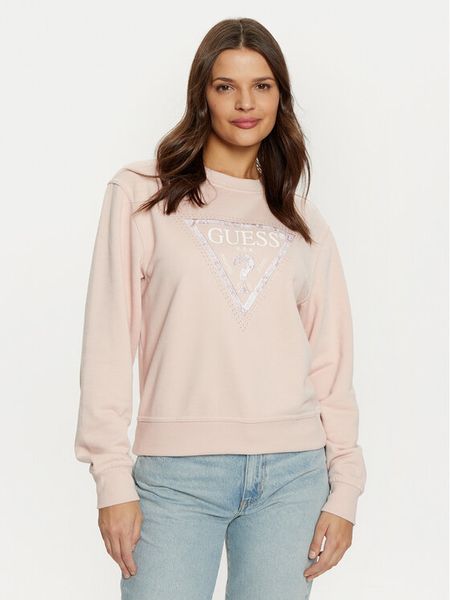 Guess Bluza W5RQ09 K8802 Różowy Regular Fit. Czerwone bluzy Guess, xl, z aplikacjami, z bawełny, bez kaptura. Za 209.99 zł.