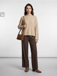 Sweter oversize z wiskozą - kremowy. Białe swetry Sinsay, l, bez wzorów, z wiskozy, bez ramiączek. Za 59.99 zł.
