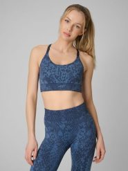 4F Biustonosz treningowy z niskim wsparciem - turkusowy M/L. Niebieskie biustonosze sportowe 4f, bez wzorów, z dzianiny, na fitness i siłownię. Za 119.99 zł.