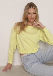 Jasnozielona Bluza z Dodatkiem Bawełny Wykończona Ściągaczami Evilaya. Zielone bluzy Born2be, l, bez wzorów, z bawełny, casualowe, bez ramiączek, bez kaptura. Za 39.99 zł.