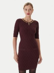 Elisabetta Franchi Sukienka koktajlowa AM-20B-56E2-V480 Bordowy Regular Fit. Czerwone sukienki Elisabetta Franchi, bez wzorów, z syntetyku, wizytowe, bez kołnierzyka, bez ramiączek. Za 2,079.00 zł.