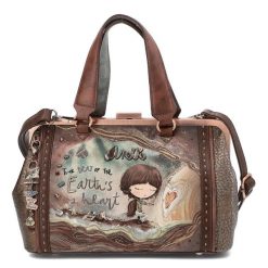 Brązowy Prestiżowy Kuferek Damski Anekke. Brązowe torebki klasyczne Anekke, bez wzorów, z materiału, eleganckie, na ramię, bez dodatków. Za 429.00 zł.