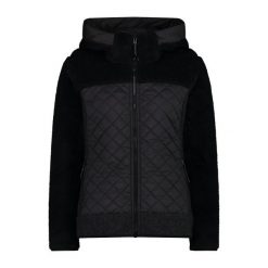Kurtka z kapturem wooltech damska CMP Teddy Fur effect. Czarne kurtki CMP, bez wzorów, sportowe, z kapturem. W wyprzedaży za 596.95 zł.
