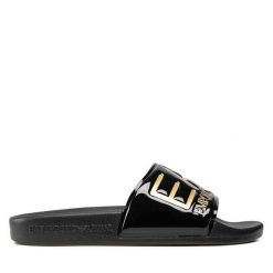 Klapki EA7 Emporio Armani. Czarne klapki EA7 Emporio Armani, bez wzorów, bez obcasa, bez zapięcia. Za 149.99 zł.