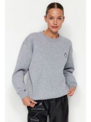 Trendyol Bluza w kolorze szarym rozmiar: L. Szare bluzy bez kaptura Trendyol, l, bez wzorów, bez kaptura. Za 72.45 zł.