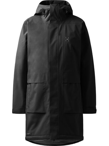 Haglöfs Parka funkcyjna "Salix Proof Mimic II" w kolorze czarnym rozmiar: M. Czarne płaszcze Haglöfs, m, bez wzorów, bez kaptura. Za 748.50 zł.