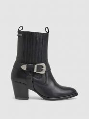 Pepe Jeans FOOTWEAR Skórzane botki "Luna Rock" w kolorze czarnym rozmiar: 37. Czarne botki Pepe Jeans FOOTWEAR, bez wzorów, z jeansu, eleganckie, bez obcasa, bez zapięcia. Za 233.26 zł.