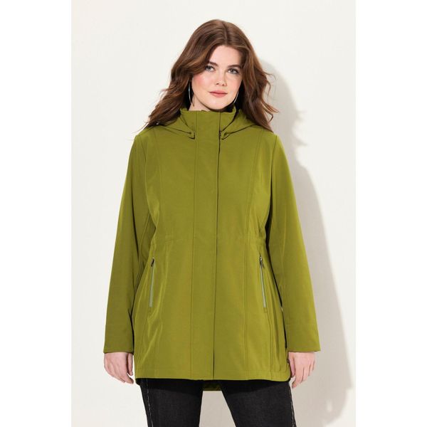 Damskie Kurtka softshell HYPRAR wodoodporna odpinany kaptur. Zielone kurtki przejściowe sportowe Ulla Popken, plus size, bez wzorów, z elastanu, bez kaptura, trekkingowe. Za 584.99 zł.