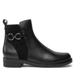 Botki Caprice. Czarne botki Caprice, bez wzorów, bez obcasa, na płaskiej podeszwie, bez zapięcia. Za 459.99 zł.
