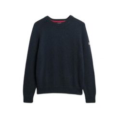 Damski sweter z okrągłym dekoltem Superdry slouchy. Niebieskie swetry Superdry, na zimę, bez wzorów, z dzianiny, eleganckie, bez ramiączek. Za 274.45 zł.