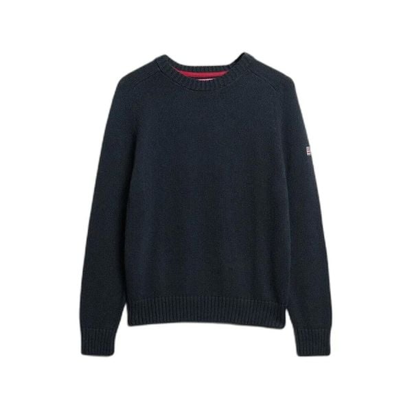 Damski sweter z okrągłym dekoltem Superdry slouchy. Niebieskie swetry Superdry, xl, z aplikacjami, eleganckie, bez ramiączek. Za 310.20 zł.