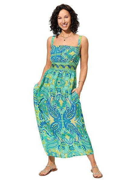 Aller Simplement Sukienka w kolorze zielono-niebieskim rozmiar: 38/40. Niebieskie sukienki Aller Simplement, bez wzorów, klasyczne, bez kołnierzyka, bez ramiączek, maxi. Za 65.54 zł.