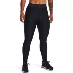 Legginsy fitness damskie Under Armour Branded WB. Czarne legginsy Under Armour, bez wzorów, sportowe. Za 159.99 zł.