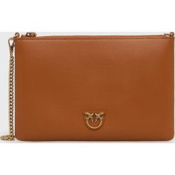Pinko torebka skórzana kolor brązowy. Brązowe listonoszki Pinko, bez wzorów, na ramię, bez dodatków. Za 429.99 zł.