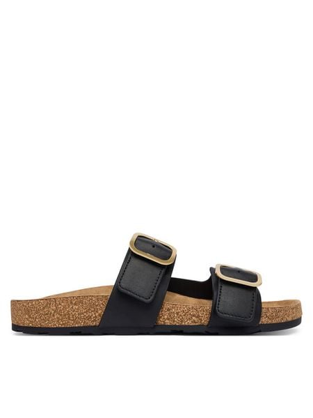 Tommy Hilfiger Klapki Leather Double Strap Cork Sandals FW0FW09118 Czarny. Czarne klapki Tommy Hilfiger, bez wzorów, ze skóry, bez obcasa, bez zapięcia. Za 310.99 zł.