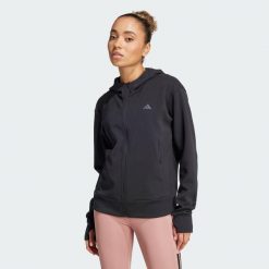 Bluza z kapturem Designed 4 Training Full-Zip. Czarne bluzy adidas, bez wzorów, z materiału, z kapturem, na fitness i siłownię, climacool (adidas). Za 299.00 zł.