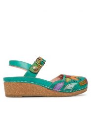 Laura Vita Sandały Facscineo 02 Zielony. Zielone sandały LAURA VITA, bez wzorów, ze skóry, bez obcasa, na płaskiej podeszwie, bez zapięcia. Za 429.99 zł.