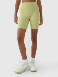 SPODENKI DAMSKIE 4F TRENINGOWE LEGGINSY KRÓTKIE KOLARKI KOLOR ZIELONY. Zielone legginsy 4f, bez wzorów, z materiału, na fitness i siłownię. Za 73.80 zł.
