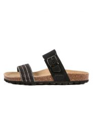 Billowy Skórzane klapki w kolorze czarnym rozmiar: 39. Czarne klapki Billowy, bez wzorów, z materiału, klasyczne, z otwartym noskiem, bez obcasa, bez zapięcia. Za 173.99 zł.