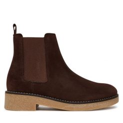 Botki Unisa. Brązowe botki Unisa, bez wzorów, bez obcasa, na płaskiej podeszwie, bez zapięcia. Za 429.99 zł.