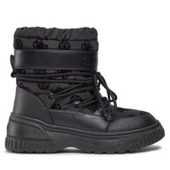 Śniegowce Guess. Czarne śniegowce Guess, z aplikacjami, bez zapięcia. Za 749.99 zł.