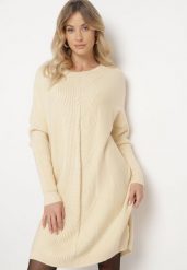 Jasnobeżowa Dzianinowa Sukienka o Prostym Kroju i Wzorzystym Splocie Melisira. Brązowe sukienki Born2be, na co dzień, uniwersalny, bez wzorów, z dzianiny, eleganckie, bez kołnierzyka, bez ramiączek, maxi, proste. W wyprzedaży za 67.99 zł.