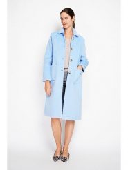 ASSUILI Płaszcz przejściowy w kolorze błękitnym rozmiar: 38. Niebieskie płaszcze Assuili, bez wzorów, z wełny, klasyczne, bez kaptura. Za 434.99 zł.