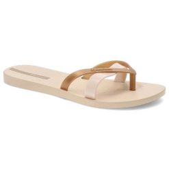 Beżowe Japonki Ipanema Modne Obuwie Damskie. Brązowe japonki Ipanema, bez wzorów, z materiału. Za 72.99 zł.