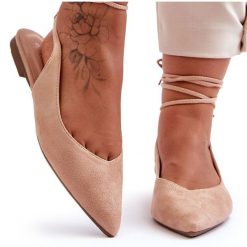 PG1 Damskie Zamszowe Wiązane Baleriny Nude Lilly Ann beżowy. Brązowe baleriny bez wzorów, z zamszu, eleganckie, bez obcasa, na obcasie, bez zapięcia. Za 84.00 zł.