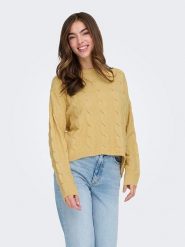 ONLY Sweter w kolorze żółtym rozmiar: L. Żółte swetry ONLY, l, bez wzorów, ze splotem, bez ramiączek. Za 123.25 zł.