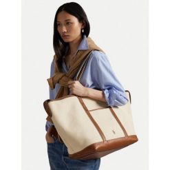 Torebka Polo Ralph Lauren. Brązowe shopper bag Polo Ralph Lauren, bez wzorów, bez dodatków. Za 1,599.00 zł.