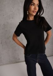 Czarny Casualowy T-shirt z Bawełny Nealiara. Czarne t-shirty Renee, m, z aplikacjami, z bawełny, bez kołnierzyka, bez ramiączek. Za 79.99 zł.