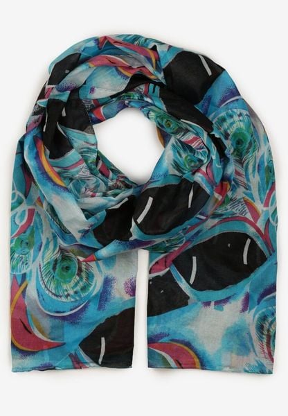 Niebieski Szalik w Stylu Apaszki Wykonany z Bawełny Ianlla. Niebieskie szaliki i kominy Born2be, na lato, bez wzorów, z bawełny, eleganckie. Za 14.99 zł.