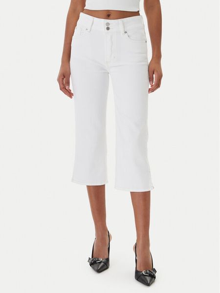 Guess Jeans Jeansy W6GA2G D0131 Biały Regular Fit. Białe jeansy Guess Jeans, z aplikacjami, z bawełny. Za 266.99 zł.