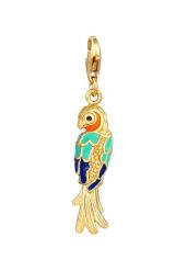 Nenalina Damski wisiorek charm kolorowa papuga emaliowana z kryształami srebro 925 Sterling Silver Naszyjniki 1 ct. Szare naszyjniki Nenalina, z materiału, srebrne. Za 293.99 zł.