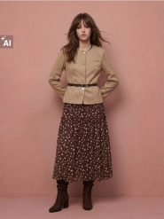 Żakiet slim fit z ozdobnymi guzikami i paskiem - beżowy. Brązowe marynarki i żakiety Sinsay, l, bez wzorów, bez ramiączek. Za 79.99 zł.