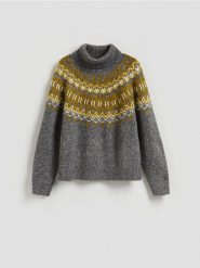 Sweter z domieszką wełny - wielobarwny. Swetry Reserved, l, bez wzorów, z dzianiny, bez ramiączek. Za 139.99 zł.