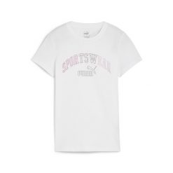 Damska koszulka ESS+ LOGO LAB PUMA White. Białe t-shirty sportowe Puma, s, bez wzorów, z gumy, bez ramiączek, na jogę i pilates. Za 156.00 zł.