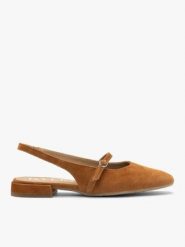 Rude czółenka slingback. Brązowe czółenka Brawo sp. z o.o., bez wzorów, bez obcasa, na obcasie, bez zapięcia. W wyprzedaży za 269.99 zł.