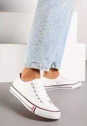Biało-Czerwone Basicowe Trampki pod Kostkę Lilamea. Białe trampki Renee, bez wzorów, klasyczne, bez zapięcia. W wyprzedaży za 47.99 zł.