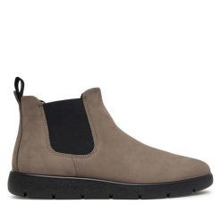 Sztyblety ECCO. Szare botki ECCO, bez wzorów, bez obcasa, na płaskiej podeszwie, bez zapięcia. Za 579.99 zł.