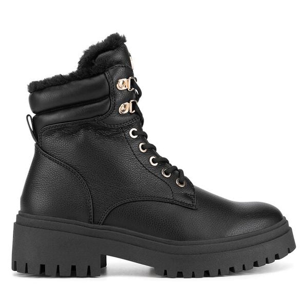 Trzewiki MEXX. Czarne botki Mexx, bez wzorów, bez obcasa, na płaskiej podeszwie, bez zapięcia. Za 239.99 zł.