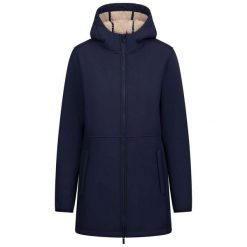 Kurtka Soft Shell Damska Sine. Niebieskie kurtki przejściowe sportowe Trespass, l, bez wzorów, z futra, z kapturem, trekkingowe. Za 402.99 zł.