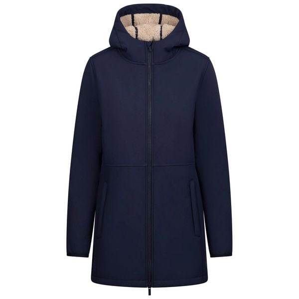Kurtka Soft Shell Damska Sine. Niebieskie kurtki przejściowe sportowe Trespass, l, bez wzorów, z futra, z kapturem, trekkingowe. Za 757.99 zł.