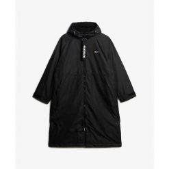 Kurtka przeciwdeszczowa damska Superdry. Czarne kurtki przeciwdeszczowe Superdry, uniwersalny, bez wzorów, bez kaptura. Za 680.85 zł.