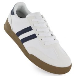 Półbuty sportowe damskie sneakersy białe 0724-6. Białe buty sportowe lifestyle Sabatina, bez wzorów, ze skóry ekologicznej, sportowe, bez zapięcia. Za 89.99 zł.