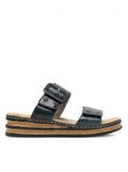Rieker Klapki 62954-12 Granatowy. Niebieskie klapki Rieker, bez wzorów, ze skóry, bez obcasa, bez zapięcia. Za 299.99 zł.
