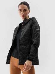 Kurtka trekkingowa z wypełnieniem z recyklingu Primaloft Black Insulation Eco damska - czarna. Czarne kurtki 4f, l, bez wzorów, z dzianiny, klasyczne, bez kaptura. W wyprzedaży za 199.99 zł.