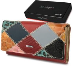 Portfel Patchwork Boho Julia Rososo Skóra Duży Pudełko M94. Szare portfele bez wzorów, ze skóry. Za 89.99 zł.